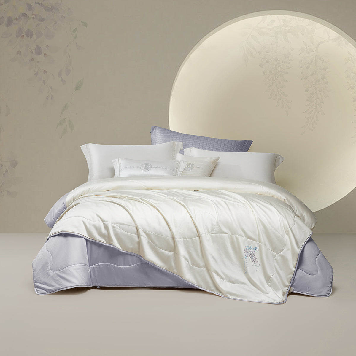 Embroidered Pure Silk Filled 2 1 Duvet Wisteria Elegance
