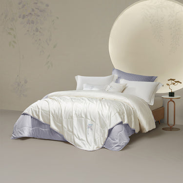 Embroidered Pure Silk-Filled 2-in-1 Duvet - Wisteria Elegance